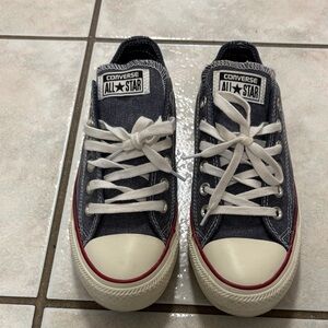 Converse Denim Blue Sneakers with White and Red Accents